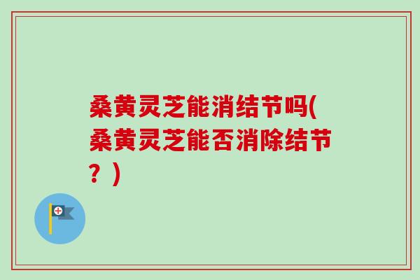 桑黄灵芝能消结节吗(桑黄灵芝能否消除结节？)