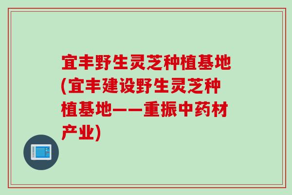 宜丰野生灵芝种植基地(宜丰建设野生灵芝种植基地——重振中药材产业)