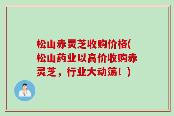 松山赤灵芝收购价格(松山药业以高价收购赤灵芝，行业大动荡！)