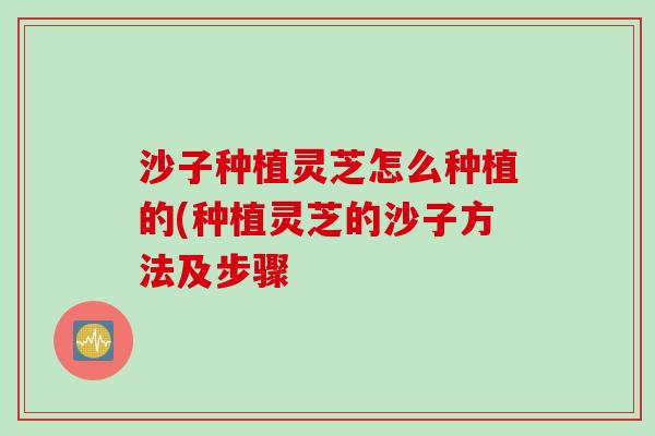 沙子种植灵芝怎么种植的(种植灵芝的沙子方法及步骤