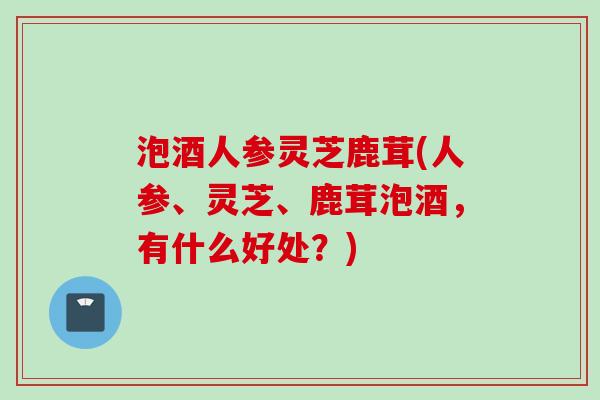 泡酒人参灵芝鹿茸(人参、灵芝、鹿茸泡酒，有什么好处？)