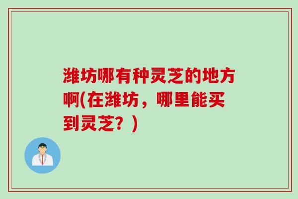潍坊哪有种灵芝的地方啊(在潍坊，哪里能买到灵芝？)