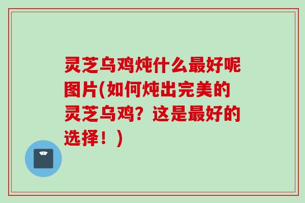 灵芝乌鸡炖什么最好呢图片(如何炖出完美的灵芝乌鸡？这是最好的选择！)