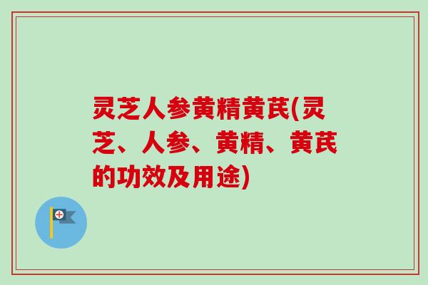 灵芝人参黄精黄芪(灵芝、人参、黄精、黄芪的功效及用途)