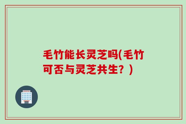 毛竹能长灵芝吗(毛竹可否与灵芝共生?) 毛竹能长灵芝吗(毛竹可否与灵芝共生?)