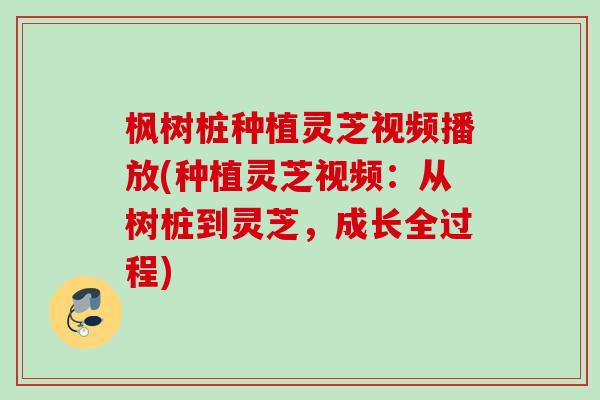 枫树桩种植灵芝视频播放(种植灵芝视频：从树桩到灵芝，成长全过程)