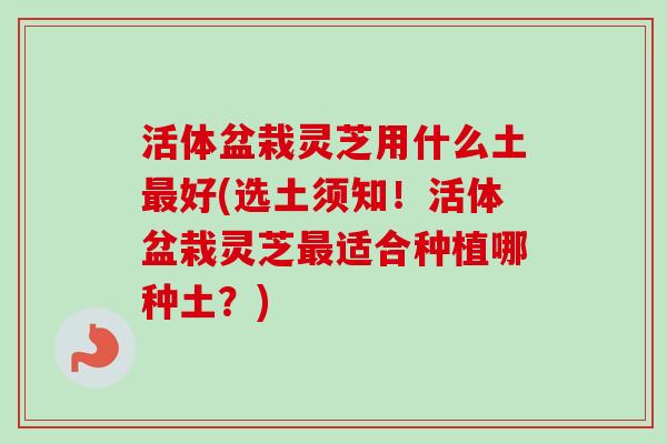 活体盆栽灵芝用什么土最好(选土须知！活体盆栽灵芝最适合种植哪种土？)