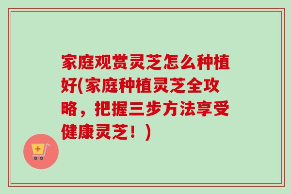 家庭观赏灵芝怎么种植好(家庭种植灵芝全攻略,把握三步方法享受健康灵芝!) 家庭观赏灵芝怎么种植好(家庭种植灵芝全攻略,把握三步方法享受健康灵芝!)