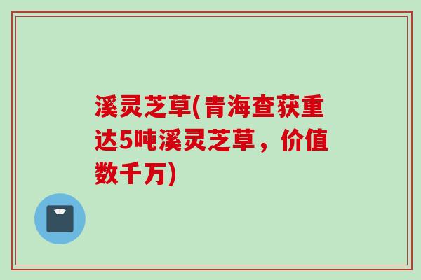 溪灵芝草(青海查获重达5吨溪灵芝草，价值数千万)