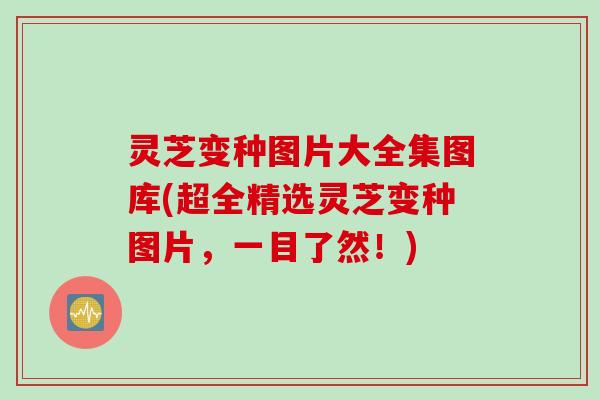 灵芝变种图片大全集图库(超全精选灵芝变种图片，一目了然！)