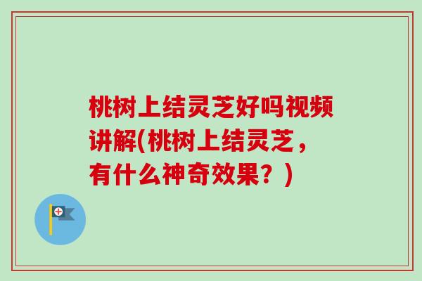 桃树上结灵芝好吗视频讲解(桃树上结灵芝，有什么神奇效果？)