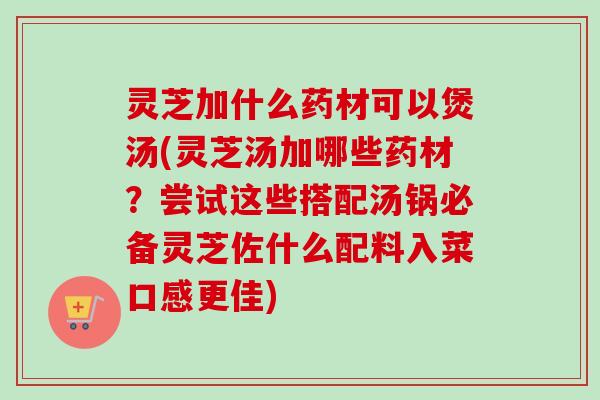 灵芝加什么药材可以煲汤(灵芝汤加哪些药材？尝试这些搭配汤锅必备灵芝佐什么配料入菜口感更佳)