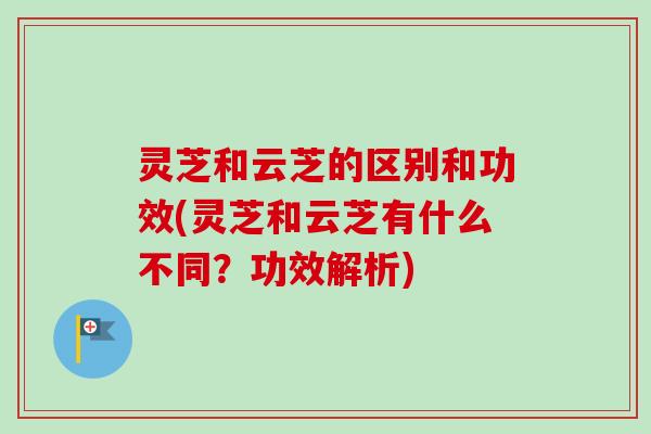 灵芝和云芝的区别和功效(灵芝和云芝有什么不同?功效解析) 灵芝和云芝的区别和功效(灵芝和云芝有什么不同?功效解析)
