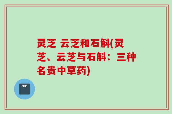 灵芝 云芝和石斛(灵芝、云芝与石斛：三种名贵中草药)