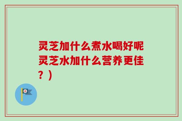 灵芝加什么煮水喝好呢灵芝水加什么营养更佳？)