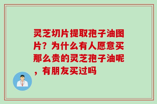 灵芝切片提取孢子油图片？为什么有人愿意买那么贵的灵芝孢子油呢，有朋友买过吗