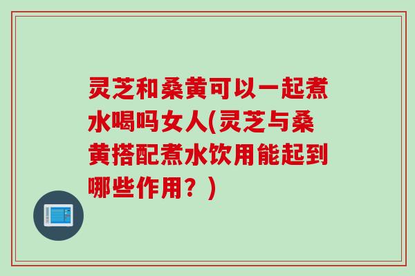灵芝和桑黄可以一起煮水喝吗女人(灵芝与桑黄搭配煮水饮用能起到哪些作用？)