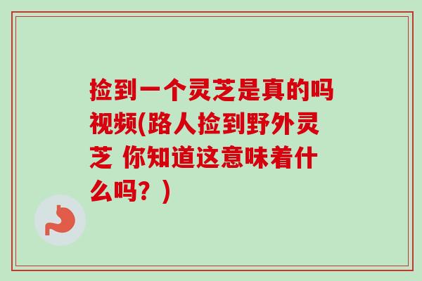 捡到一个灵芝是真的吗视频(路人捡到野外灵芝 你知道这意味着什么吗?) 捡到一个灵芝是真的吗视频(路人捡到野外灵芝 你知道这意味着什么吗?)