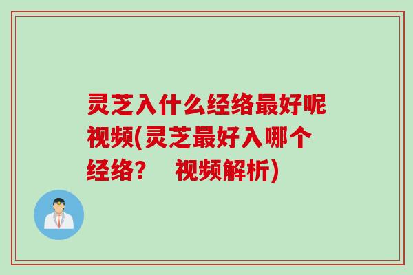 灵芝入什么经络最好呢视频(灵芝最好入哪个经络？  视频解析)