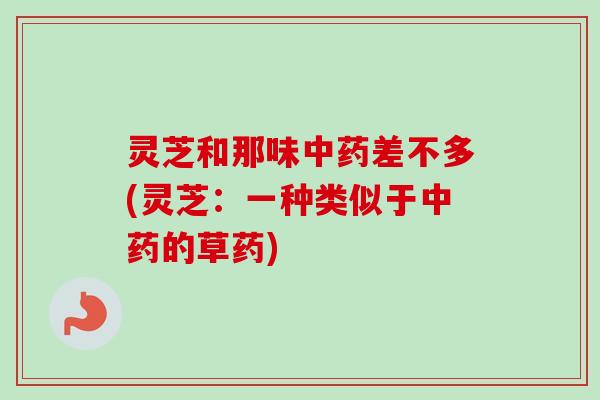 灵芝和那味中药差不多(灵芝：一种类似于中药的草药)