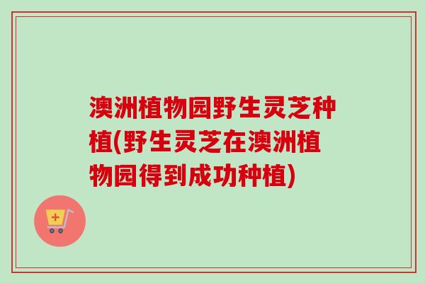 澳洲植物园野生灵芝种植(野生灵芝在澳洲植物园得到成功种植)
