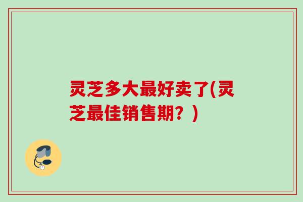 灵芝多大最好卖了(灵芝最佳销售期？)