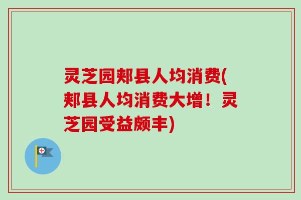 灵芝园郏县人均消费(郏县人均消费大增！灵芝园受益颇丰)