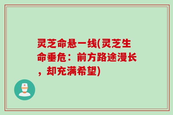 灵芝命悬一线(灵芝生命垂危：前方路途漫长，却充满希望)