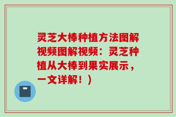 灵芝大棒种植方法图解视频图解视频：灵芝种植从大棒到果实展示，一文详解！)