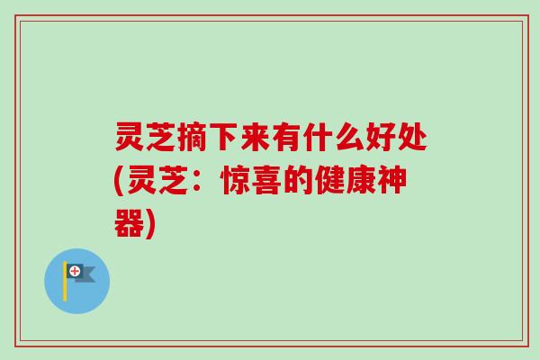 灵芝摘下来有什么好处(灵芝：惊喜的健康神器)