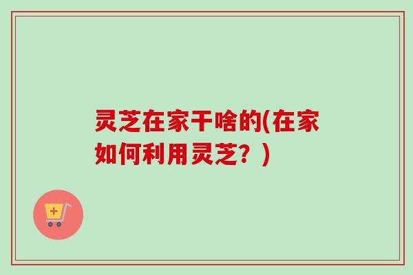 灵芝在家干啥的(在家如何利用灵芝？)