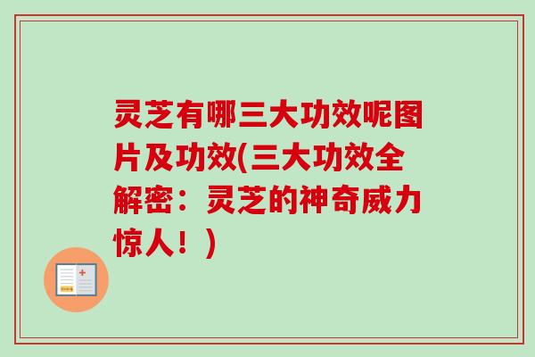 灵芝有哪三大功效呢图片及功效(三大功效全解密：灵芝的神奇威力惊人！)