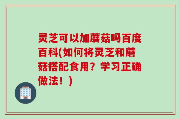 灵芝可以加蘑菇吗百度百科(如何将灵芝和蘑菇搭配食用？学习正确做法！)