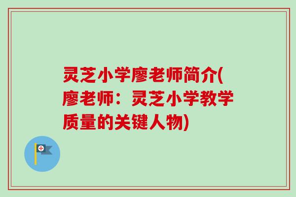 灵芝小学廖老师简介(廖老师：灵芝小学教学质量的关键人物)