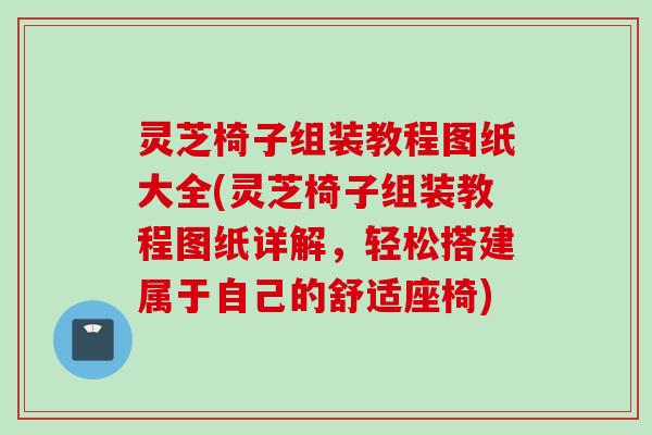 灵芝椅子组装教程图纸大全(灵芝椅子组装教程图纸详解，轻松搭建属于自己的舒适座椅)