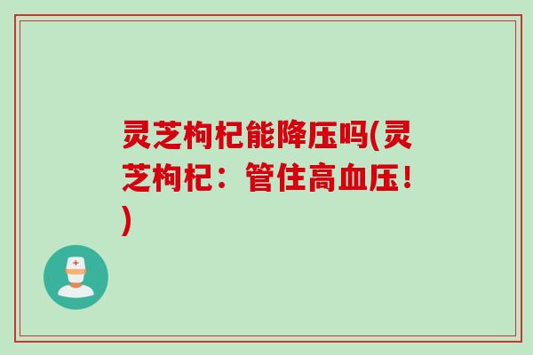 灵芝枸杞能降压吗(灵芝枸杞：管住高血压！)