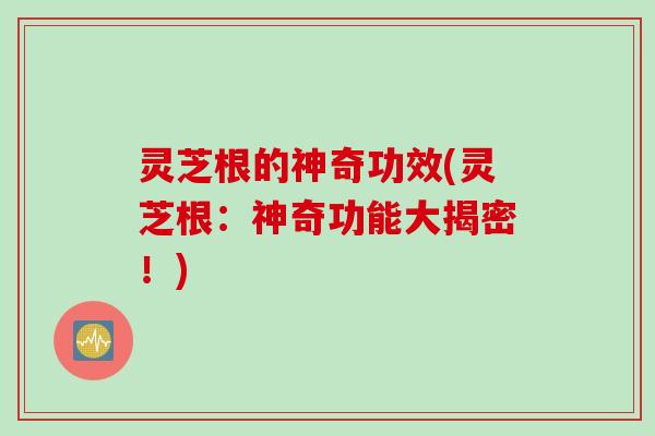 灵芝根的神奇功效(灵芝根：神奇功能大揭密！)