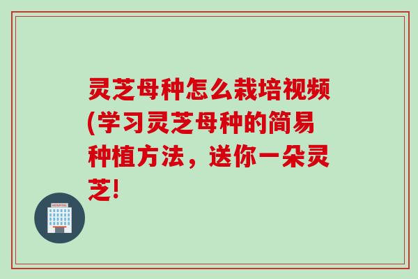 灵芝母种怎么栽培视频(学习灵芝母种的简易种植方法，送你一朵灵芝!