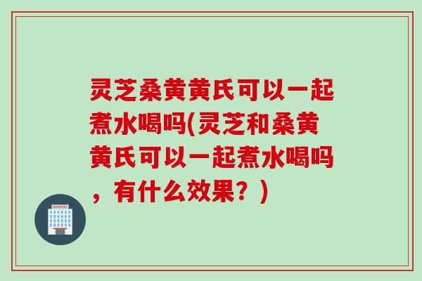 灵芝桑黄黄氏可以一起煮水喝吗(灵芝和桑黄黄氏可以一起煮水喝吗，有什么效果？)