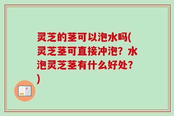 灵芝的茎可以泡水吗(灵芝茎可直接冲泡?水泡灵芝茎有什么好处?) 灵芝的茎可以泡水吗(灵芝茎可直接冲泡?水泡灵芝茎有什么好处?)