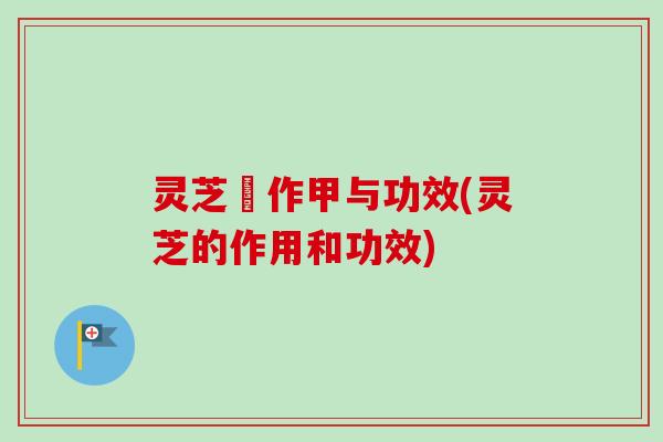 灵芝旳作甲与功效(灵芝的作用和功效)