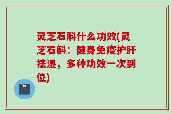 灵芝石斛什么功效(灵芝石斛:健身免疫祛湿,多种功效一次到位) 灵芝石斛什么功效(灵芝石斛:健身免疫祛湿,多种功效一次到位)