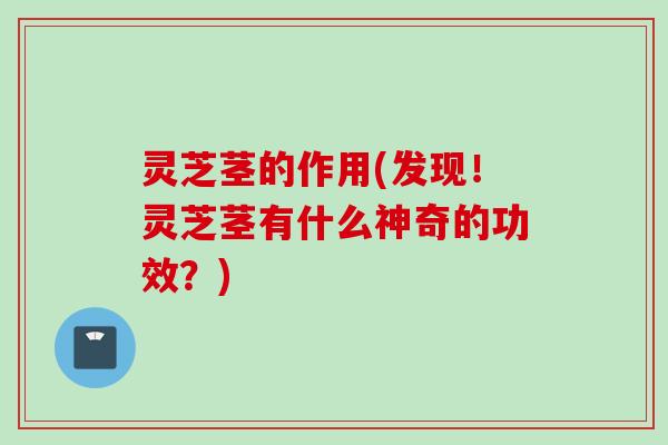 灵芝茎的作用(发现！灵芝茎有什么神奇的功效？)