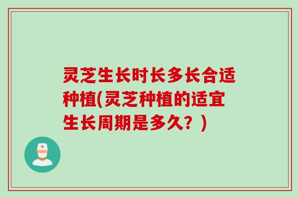 灵芝生长时长多长合适种植(灵芝种植的适宜生长周期是多久？)