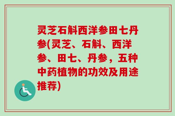 灵芝石斛西洋参田七丹参(灵芝、石斛、西洋参、田七、丹参，五种中药植物的功效及用途推荐)