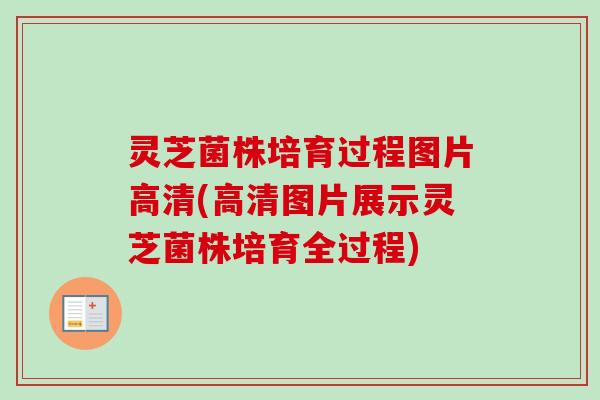 灵芝菌株培育过程图片高清(高清图片展示灵芝菌株培育全过程)
