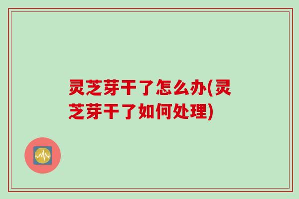 灵芝芽干了怎么办(灵芝芽干了如何处理)
