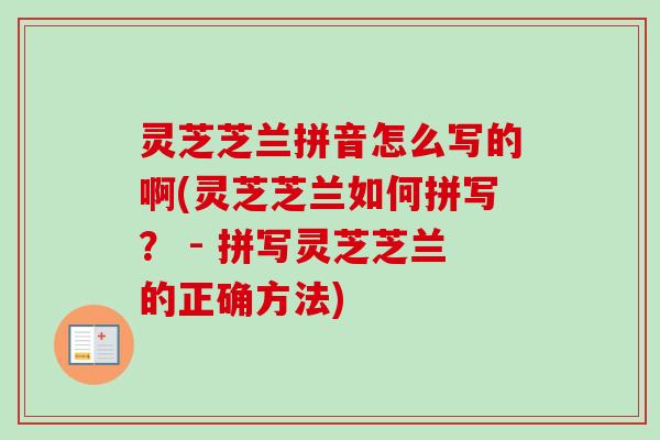 灵芝芝兰拼音怎么写的啊(灵芝芝兰如何拼写? - 拼写灵芝芝兰的正确方法) 灵芝芝兰拼音怎么写的啊(灵芝芝兰如何拼写? - 拼写灵芝芝兰的正确方法)