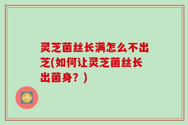 灵芝菌丝长满怎么不出芝(如何让灵芝菌丝长出菌身？)