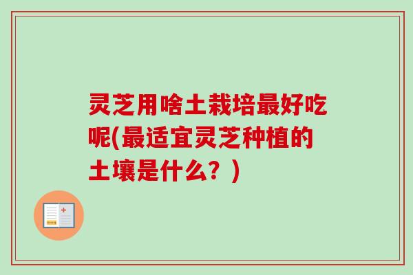 灵芝用啥土栽培最好吃呢(最适宜灵芝种植的土壤是什么？)